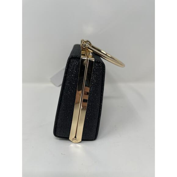 Alessia Purse Black Shimmery Gold Accents Handel New - Picture 2 of 13